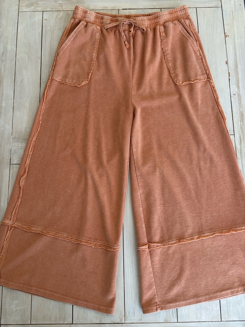 Easel Rust Orange Wide Leg Knit Pants 1X